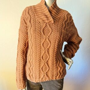 Cambridge Dry‎ Goods Vintage Shawl Collar Cable Knit Scandi Girl Sweater